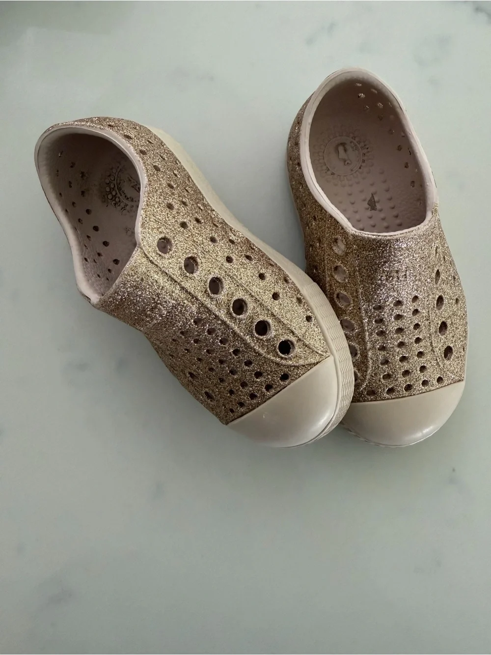 Native Toddler size 6 Gold Glitter Slip-On Shoes